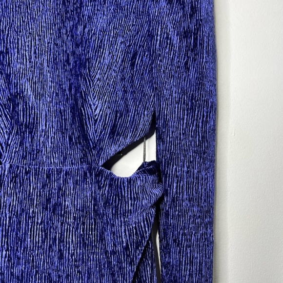 PatBO Textured Velvet Cutout Gown In Deep Purple Long Sleeve Gothic Size 0 - Picture 7 of 14